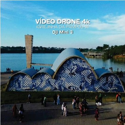 Publicação de vídeo em drone 4K da Igrejinha da Pampulha, gravado com DJI Mini 3